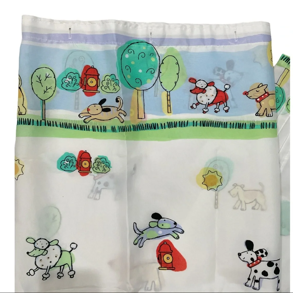 Playful Pups Shower Curtain With 11 Matching Shower Hooks. 70” x 70”
